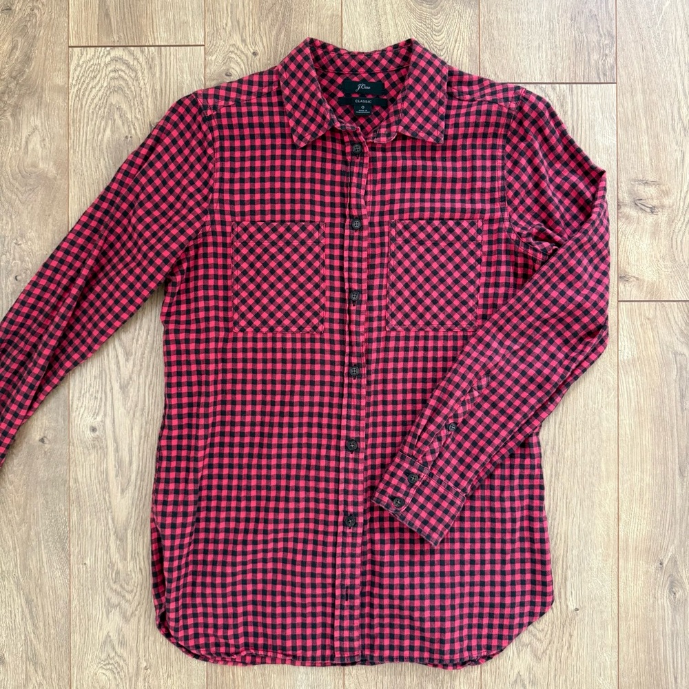 J. Crew Red and Black Plaid Shirt